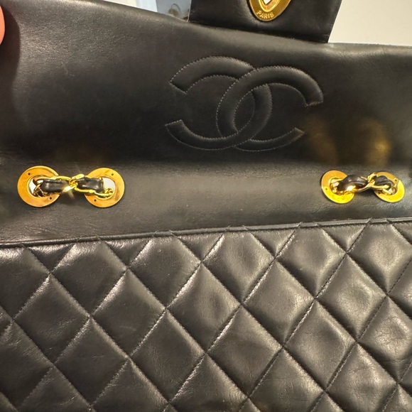 Vintage Chanel Single Flap lambskin maxi gold plated hardware - Picture 5 of 5